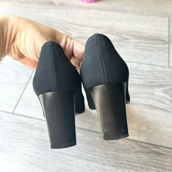 DKNY Essential Black Nylon Fabric Square Toe Slim  Heel Pumps Made in Italy - Picture 7 of 14